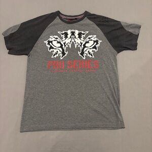 TapOut T‎ Shirt Gray Large Graphical Y2K Grunge Pro Series Casual Gym Workout